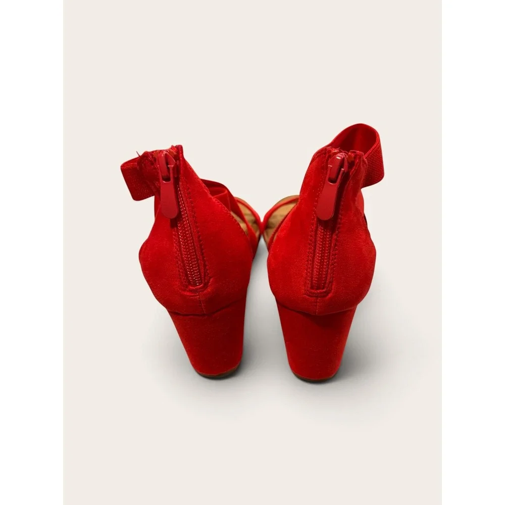 Dream Pairs NINI-3 Womens Red Elastic Multi Strap Wedge Sandals Size 8.5 NEW